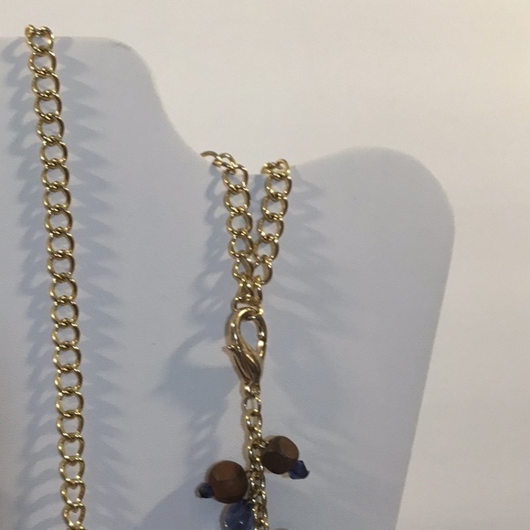 Wood & Crystal Necklace w/Long Gold Chain - Picture 3 of 5